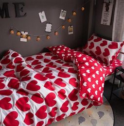 Bedding Sets JUSTCHIC Wedding Set Gift Red Love Heart Printing Polyester Quilt Cover Bed Sheet Pillowcase Queen Duvet7291974