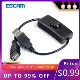 new ESCAM 28cm USB Cable with Switch ON/OFF Cable Extension Toggle for USB Lamp USB Fan Power Supply Line Durable HOT SALE AdapterUSB Fan Power Supply Cable