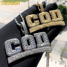 Chains 2024 Iced Out Letter COD Pendant Necklace Bling CZ Zircon Cash On Delivery Charm Men Hip Hop Jewellery