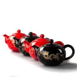 Teaware Sets Ceramic Red Tea pot Chinese Dragon TeaPot Ceramic Tea Set Kettle Kung Fu Teaware handmade Teapot easy teapot kettle