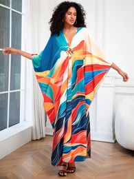 Plus Size Swimsuit Cover ups Turkish Caftans Beach Up Maxi Dress Kaftan Lounge wear Pang 240422