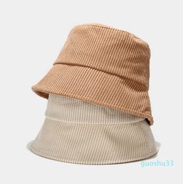 Corduroy 5 Solid Colours Simple Bucket Cap Corded Velveteen Couples Fisherman Tide Hat Spring Fall Winter Outdoor Sun LLA5695251335