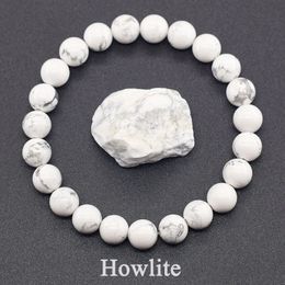 Natural White Howlite Real Stone Beads Bracelets for Women Men Energy Yoga Meditation Stretch Bracelet Jewellery Pulsera Wholesale 240423