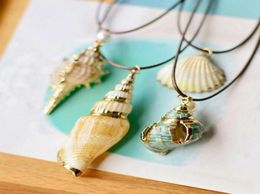Natural Style Jewellery Seashell Colour Cowrie Shells CONCH Gold Border Travel Commemorative Women039s Collar Choker Necklace Jewe3155250