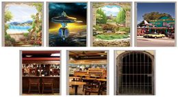 3D Door Sticker Arches Flower Seligman Coffee Gift Shop Animal Cage Restaurant Space Station Cafe Home Decoration Paste Lakeside3579672