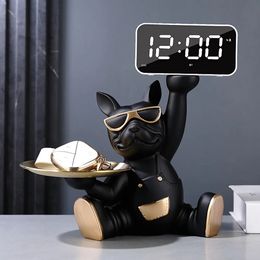 Home decoration Pitbull dog pendant desktop clock Bluetooth smart living room small decoration desktop electronic digital clock 240424