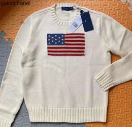New Ss Ladies Knitted Sweater American Flag Winter High End Fashion Brand Comfortable Cotton Pullover Mens 93