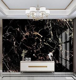 Wallpapers Custom 3D Self Adhesive Wallpaper Luxury Golden Black Marble Pattern TV Background Wall Living Room Bedroom Canvas Pain9082466
