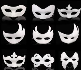 Blank White Masquerade mask Kids Adults Mardi Gras Christmas Halloween midnight costume DIY Half Full Face Masks Animal cartoon Ma1694920