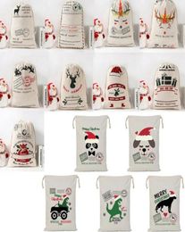 Christmas Bags Cotton Canvas Kids Candy Gift Bag Santa Claus Deer Sacks Canvas Drawstring Xmas Cotton Storage Decoration4892730