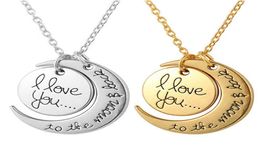 Fashion Necklace Moon Necklace I Love You To The Moon And Back For Mom Sister Family Pendant Link Chain3583647