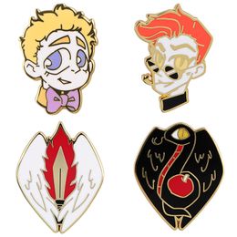 good omen characters enamel pin Cute Anime Movies Games Hard Enamel Pins Collect Metal Cartoon Brooch Backpack Hat Bag Collar Lapel Badges