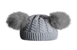 Cute Winter Baby Soft Wool Warm Caps Fur Ball Pompom Cap Kids Girl Boy Winter Knitted Caps for Girls Hemming Hat Beanies9029096