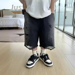 Trousers Children Clothing Baby Summer Shorts Boys Thin 2024 Korean Style Fashionable Simple Loose Kids Denim Jeans