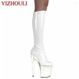 Dance Shoes Sexy Crystal Super High Heel 20cm Centimeter Princess Shoe The Light Paint Leather Stage Model Runway