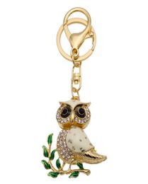 Cute Owl Sparkling Bag Charm Bling Bling Keychain Crystal Rhinestone Pendant Gift for Girls Key Charms4898189