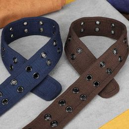 Belts Mens and womens double button canvas waistband work style full hole needle buckle belt sturdy and durable jeans for student