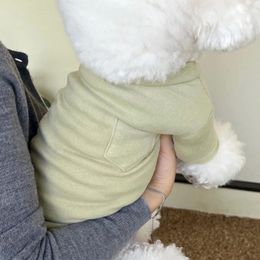 Dog Apparel Green Pocket Pet T-Shirt Summer Clothes Teddy Bichon Solid Colour Vest Pomeranian Poodle Casual Two Leg