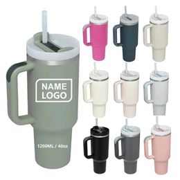 Personalised 40oz Tumbler with Handle Straw Stainless Steel Water Bottle Vacuum Thermos Cup Travel Car Coffee Mug Large Capacity 240429