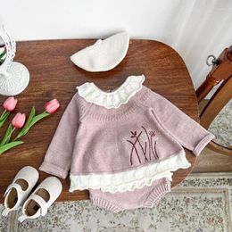 Clothing Sets Autumn And Spring Born Infant Baby Girls Knitted Set Rompe Long-sleeved Rompes Cute Kids Fashion