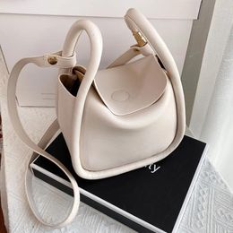 Shoulder Bags Solid Colour PU Leather Bucket For Women 2024 Summer Simple Ladies Crossbody Handbags Lady Fashion