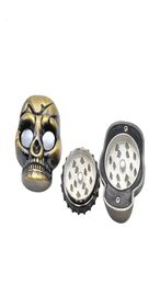 HONEYPUFF Skull Zinc Alloy Metal Herb Grinder 32 MM 2 Layers With Teeth Tobacco Grinder Hand Crank Herb Crusher2517528