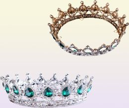 2017 Green Crystal Gold Colour Chic Royal Regal Sparkly Rhinestones And Crowns Bridal Quinceanera Pageant Tiaras C181120016254408