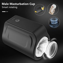 Double Head Rotating Masturbation Cup for Men with Realistic Vagina Blowjob Sensation Adult Stimulator Intimate Sex Toys 240423