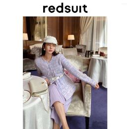 Women's Jackets Star Same Purple Temperament Silhouette Small Fragrance Coat Thick Tweed Woven Mid Length Top
