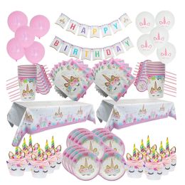 Netting Weigao Unicorn Decoration Birthday Party Decor Kids Unicorn Disposable Tableware Set Baby Shower Girl Birthday Party Supplies