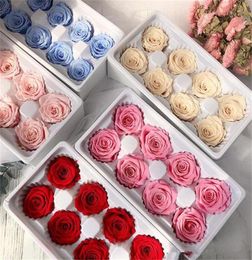 8pcsbox High Quality Preserved Flowers Flower Valentines Immortal Rose 5cm Diameter Mothers Day Gift Eternal Life Flower Gift2431254