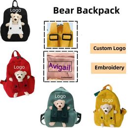 Backpacks Personalized toddler backpack customization name Boys and Girls School Bag Plush Bear Bag Womens Fashion Baby OutgoingL2405