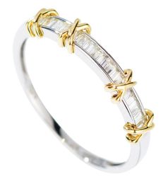 Infinity Brand New Luxury Jewellery Pure 100 925 Sterling Silver Separate Gold Princess Cut White Topaz Diamond Wedding Band Ring f8301792