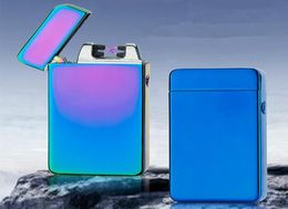 High Quality USB Electric Dual Arc Lighter Rechargeable Windproof Electronic Lighter Plasma Cigar Cigarette Thunder Pulse Cross Li1853276