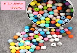 TYRYHU 200pc Silicone Beads 9mm 12mm 15mm Food Grade Silicone Baby Teething Toy Chews Pacifier clips Nursing Necklace BPA 202990522