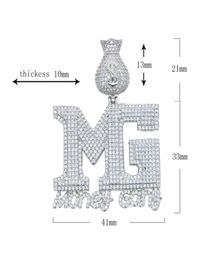 2022 Iced Out Money Gang CZ Letter Pendant Bling Dollar Symbol Necklace Micro Paved Cubic Zirconia Personalised Hiphop Jewelry7533129