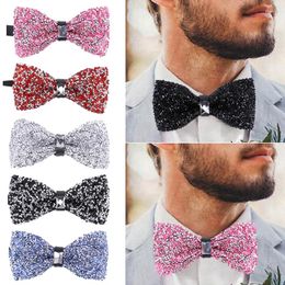 Bow Ties Rhinestone Tie Men Shining Crystal Collar Bowtie Wedding Banquet Party Bling Butterfly Bowknot Bridegroom Gift