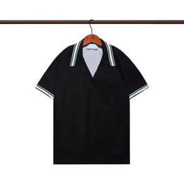 Summer men's T-shirt Designer printed button cardigan silk short sleeve top High quality fashionable men's swimming shirt series beach shirt European size M-3XL RE44