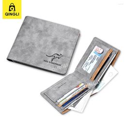 Wallets AIKS KANGAROO Wallet For Men High Quality Matte Leather Short Purse Men's Fashion Light Thin Business