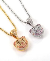 WholeA Cute Clown Pendant With A Round Face And Diamond Chain Zircon Electroplating Copper Hiphop Jewellery Full of Diamonds1368762
