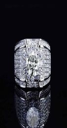 Cluster Rings Genuine 18k Gold Engagement Ring For Men Luxury Full Paved Diamond 1 8 K Elegant Simple Female Jewelry Mens7962378