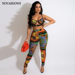 Women's Two Piece Pants Paisley Active Yoga Set For Women 2024 Summer Beach Sexy Party Tracksuit Crop Tops And Leggings 2