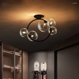 Ceiling Lights Nordic Led Track Round Ring Lampshade Glass Balls Kitchen Fixture Room Home Decor Indoor Lighting Lustre Salon