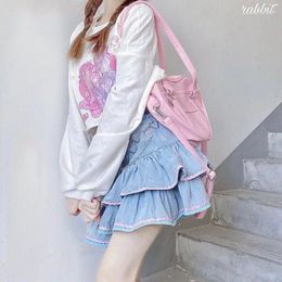 Skirts Kawaii Lolita Style Mini Women Harajuku Cute Preppy Jk Denim Skirt Japanese Punk High Waist Tiered 90s Y2K