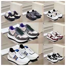 New top Luxury Designer Multi material patchwork cowhide colors men women thick soled lace up black white sports fashionable versatile casual shoes