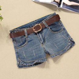 Women's Jeans Summer Female Fashion Style Mid Waist Washed Shorts Ladies Tassel Light Blue Cowboy Woman Matching Streetwear Q384