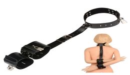 Adult Sex Toys For Couple Women Sexy Lingerie Leather Bondage Restraints Slave Neck Collar To Hands Fetish Bdsm Y181015016599257