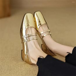 Dress Shoes Double Buckle Decoration Elastic Pattern Femininos Concise Texture Flat Women Slip On Color Matching