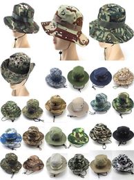 Mens Summer Bucket Hats Wide Brim Sun Cap Military Camo Hunting Fishing Hiking Solid Camouflage Big Round Sunshade Hat 2201147340926