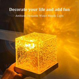 Table Lamps Decor Night Light Rotating Water Ripple Ambient Bedroom Bedside Desktop Lamp 16 Colours Dimmable Remote Control